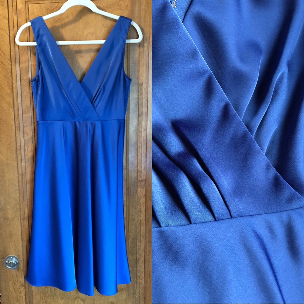 Blue satin dress from J Crew